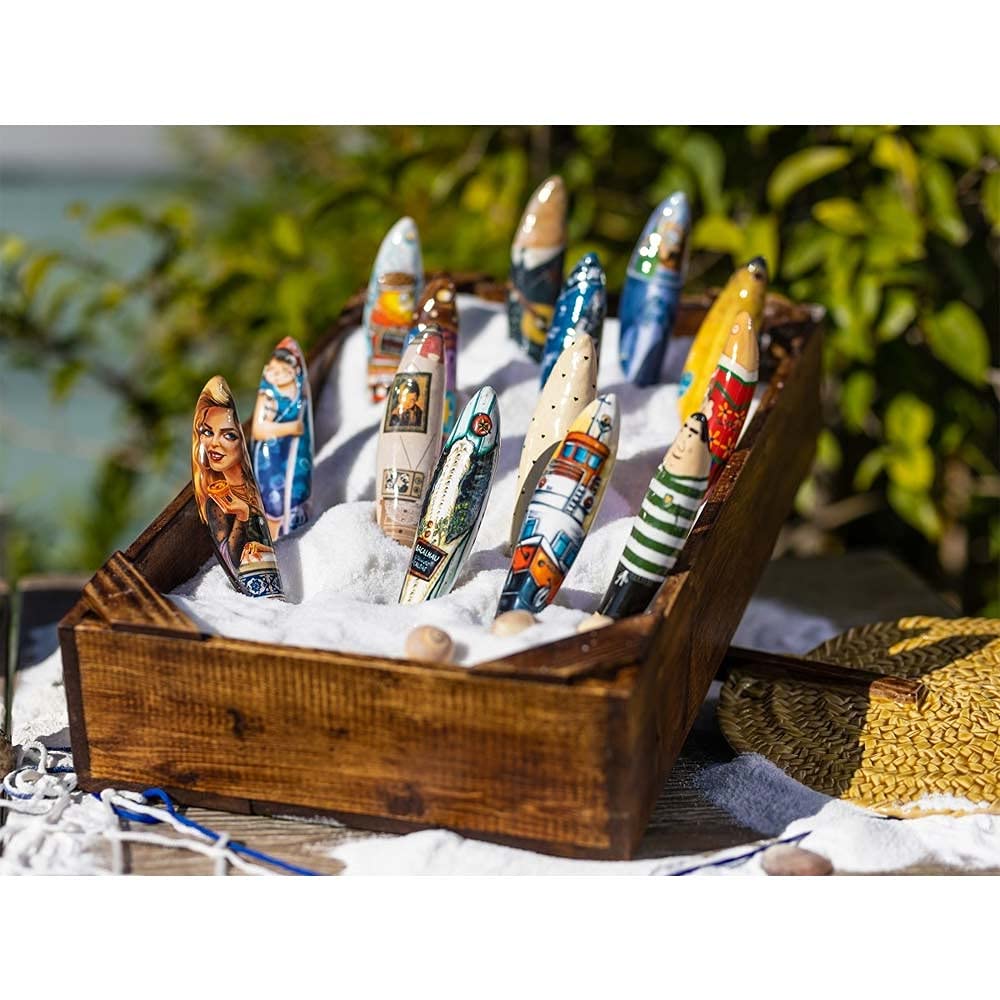 Bordallo Pinheiro + Sardine + Maria, a Nobody by Susana Lai + H 1" W 7" L 1" + Multicolor