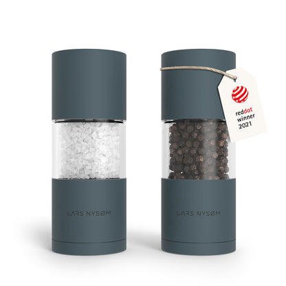 LARS NYSØM Salt and Pepper Grinder Set, Manual Salt and Pepper Mills with Adjustable Ceramic Grinder, Design Spice Shaker Set (Stone Blue)