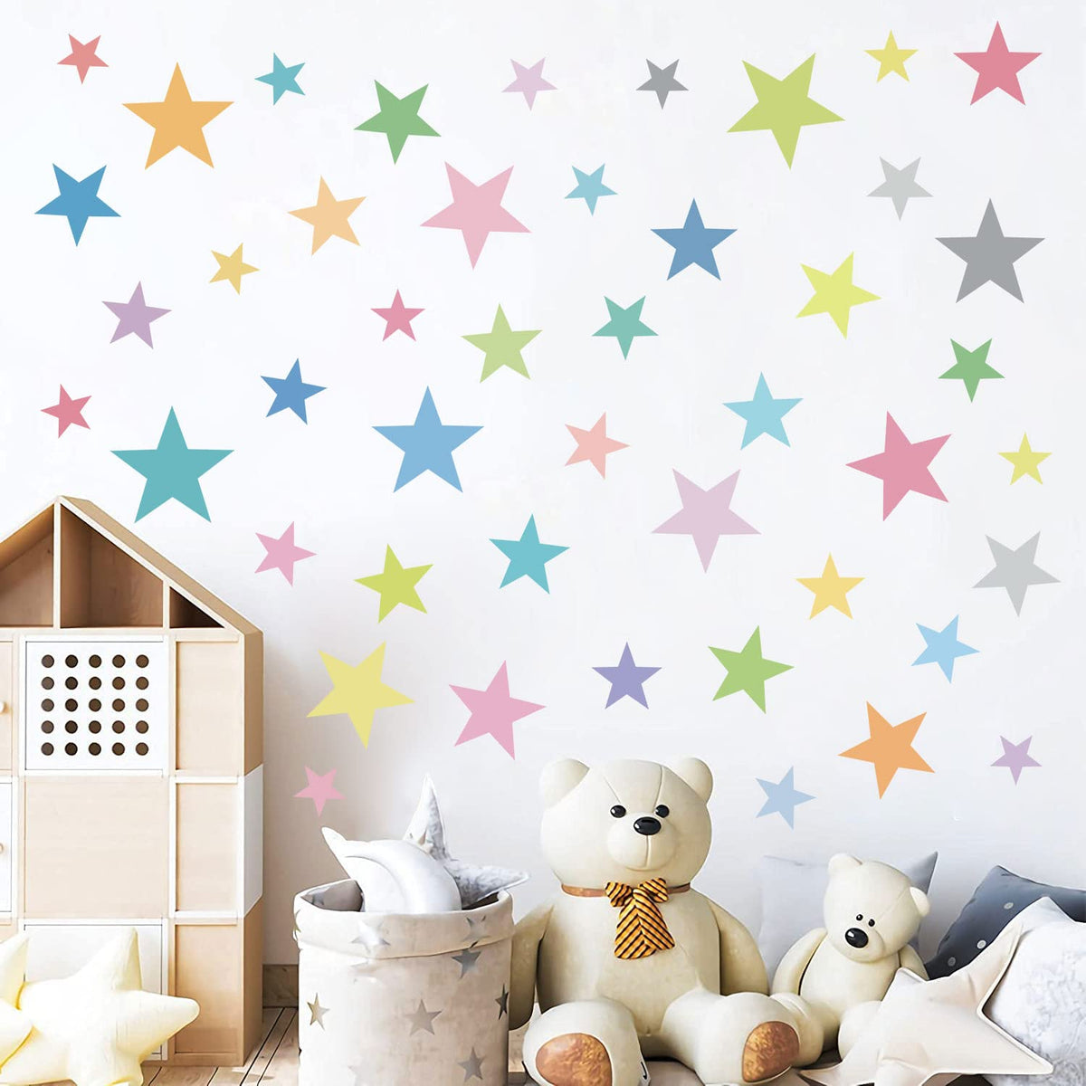 Supzone 165Pcs Colorful Boho Star Wall Decals Rainbow Colors DIY Vinyl Wall Art Sticker for Kids Baby Nursery Bedroom Playroom Kindergarten