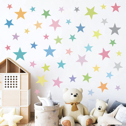 Supzone 165Pcs Colorful Boho Star Wall Decals Rainbow Colors DIY Vinyl Wall Art Sticker for Kids Baby Nursery Bedroom Playroom Kindergarten