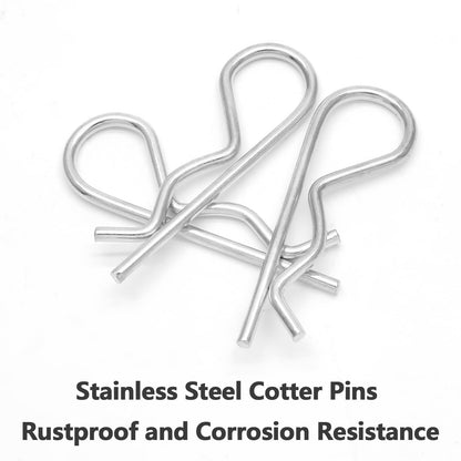Bonsicoky 10Pcs R Clips Hitch Pins Clips, Stainless Steel Retaining Cotter Pins Spring Clip Hair Pins for Tractor, Lawn Trailer, Truck Tow Bar - M3.5 x 75mm