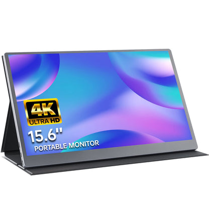 Portable Monitor 15.6" FHD 87% sRGB 60Hz IPS HDR HDMI USB-C Travel Monitor for Laptop MacBook PC Surface PS5 Xbox, External Display with Kickstand & Speakers, VESA Compatible