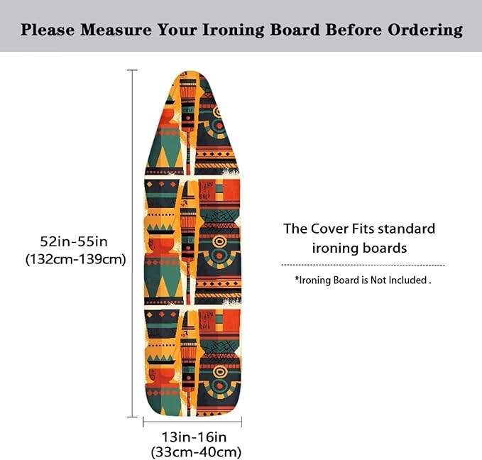 Ethnic Tribal Print Ironing Board Cover Vintage Geometric Zigzag Standard Size