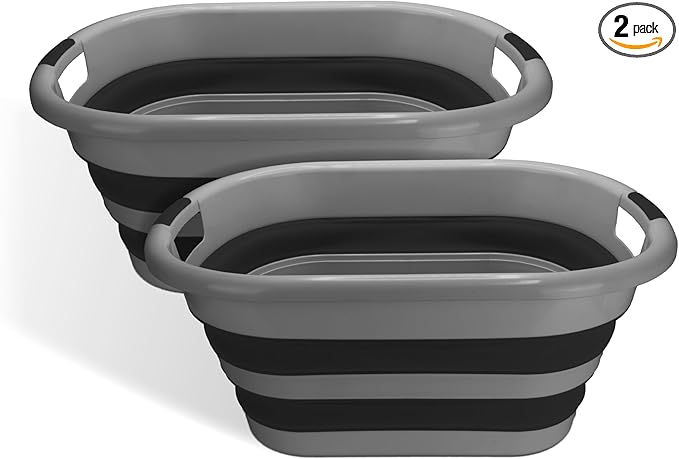 BROOKSTONE Collapsible Laundry Basket Set, Modern Medium Collapsible Basket Set
