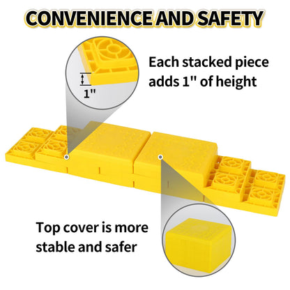 OULEME 12 Pack RV Leveling Blocks, Stackable Jack Blocks, Interlocking Leveling Pads with Carrying Bag, for Camper Travel Trailer