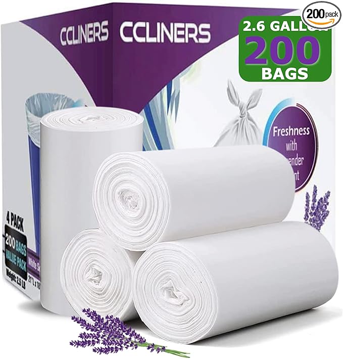 2.6 Gallon Lavender Scented Trash Bags White 2 Gallon Trash Bags Small Bathroom