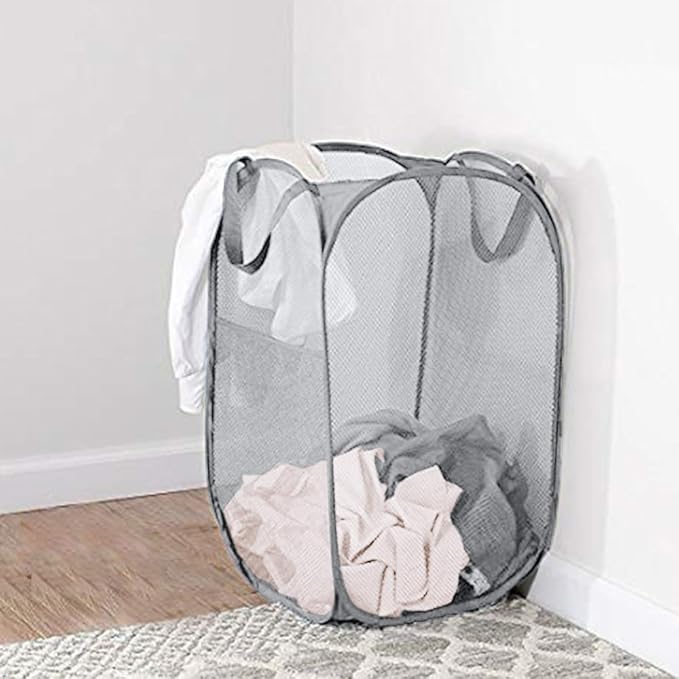 Mesh Pop Up Laundry Hamper, Collapsible Laundry Baskets, Foldable Clothes