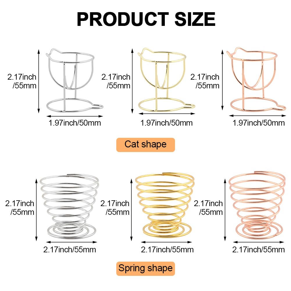Kakalote 6pcs/pack Air Plant Holders, Geometric Metal Plants Stand Planter Shelves, Airplant Container Tillandsia Holder, Airplants Rack Tabletop Decor for Plant Lovers(cat + spring shape)