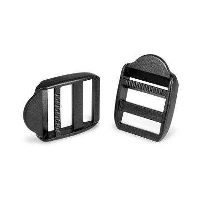 CooBigo 12 Pack Plastic Ladder Lock Buckles, 1" Ladder Slider Buckle for Backpack Strap Nylon Webbing Clip Replacement, Outdoor Camping Gear Sleeping Bag Tent Tie Down Strap Accessories (Black)