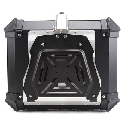 iproods 45L Motorcycle Top Case, Aluminum Alloy Universal Motorcycle Tail Box with Backrest ＆ Phone Mount Holder, Dual-key Storage Luggage Trunk (Black, 45L)