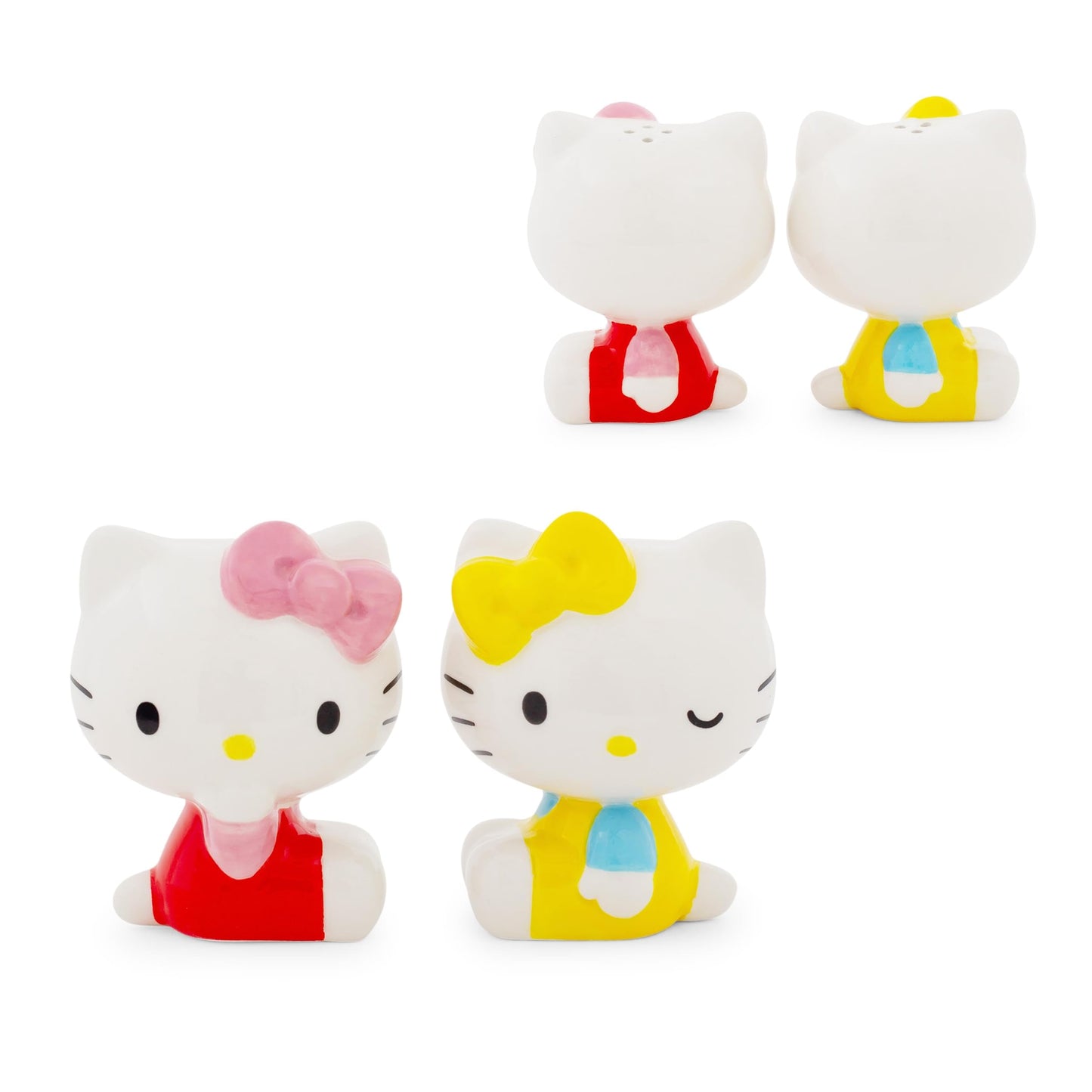 Sanrio Hello Kitty and Mimmy Ceramic Salt and Pepper Shakers, Set of 2 | Spice Dispenser Storage Canisters