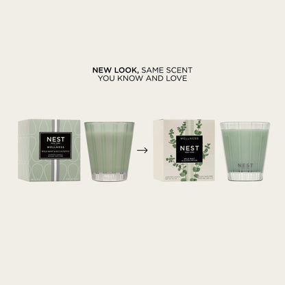 NEST New York Scented 3-Wick Candle, Wild Mint & Eucalyptus - 21.2 oz - Up to 100-Hour Burn Time - Reusable Glass Vessel
