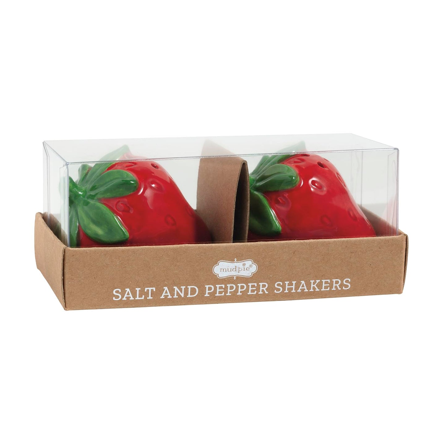 Mud Pie Red Ceramic Strawberry Salt And Pepper Shaker Set