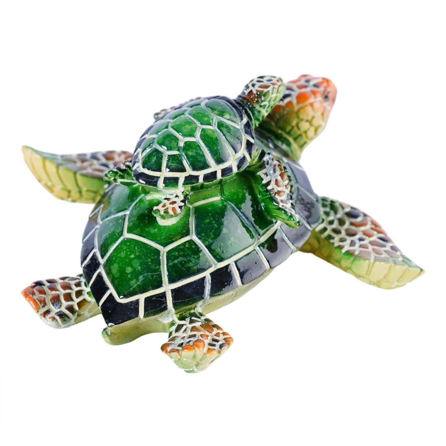 Brizoria Sea Turtle Decor Collectible Figurines with Baby Resin Animal Statue Blue Green Ocean Themed Gift from The Sea Turtle Gifts for Women Men Tabletop Decorations Tortoise, Green