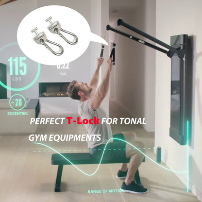 JILINWEI 1Pair Tonal T Lock Adapter with Snap Hooks, Stainless Steel Accessories for Tonal Gym Machine
