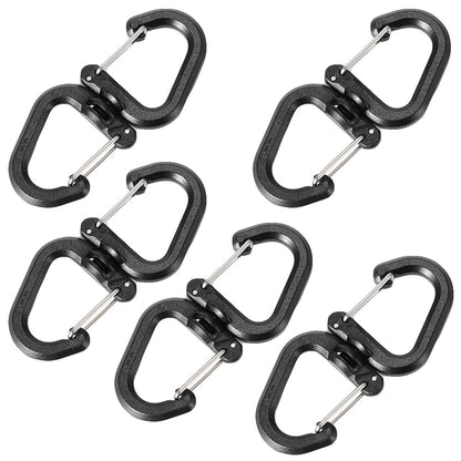SquEqu 5 Pack Dual Locking Carabiner Clips with Double-Ended Wiregate Utility Hook Lightweight Swivel Snap Clasps Keychain Clip for Camping Hiking Backpack Backpacking Belt Loop Key Chain Flashlight