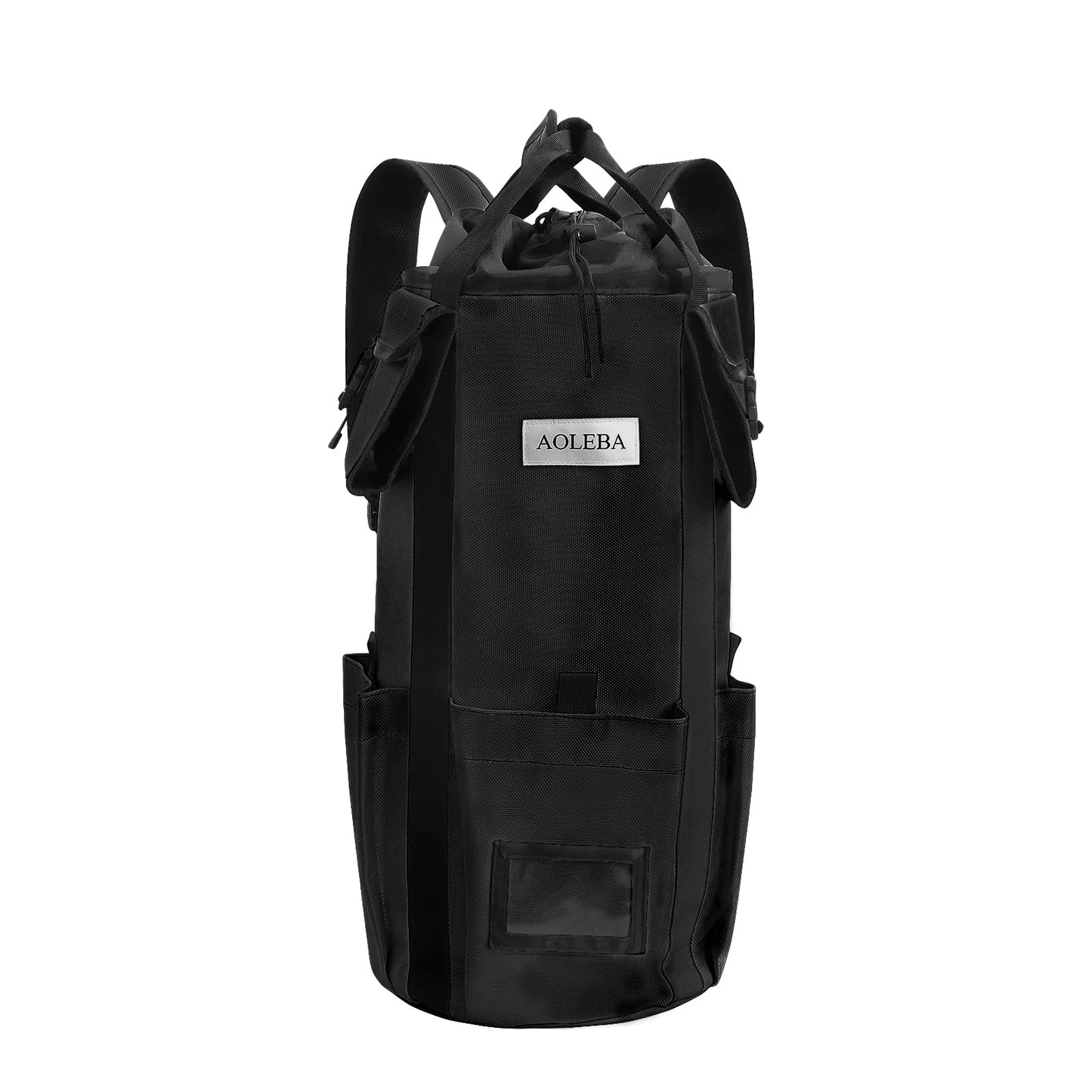 AOLEBA Arborist Rope Storage Bag Tree Climbing Rock Rope Bucket Backpack Rope Storage Bag 200' Large Capacity 1680D Thicken Nylon Material with Hand Straps, Side Pockets - Black