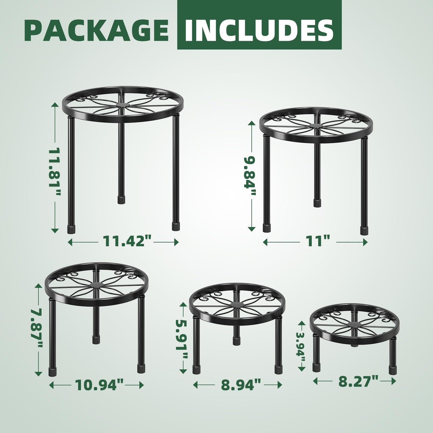 Simple Trending Metal Plant Stand Indoor Outdoor, Heavy Duty Flower Pots Stand, Anti-Rust Iron Plant Pot Shelf Holder for Multiple Plant (5 Pack Black)