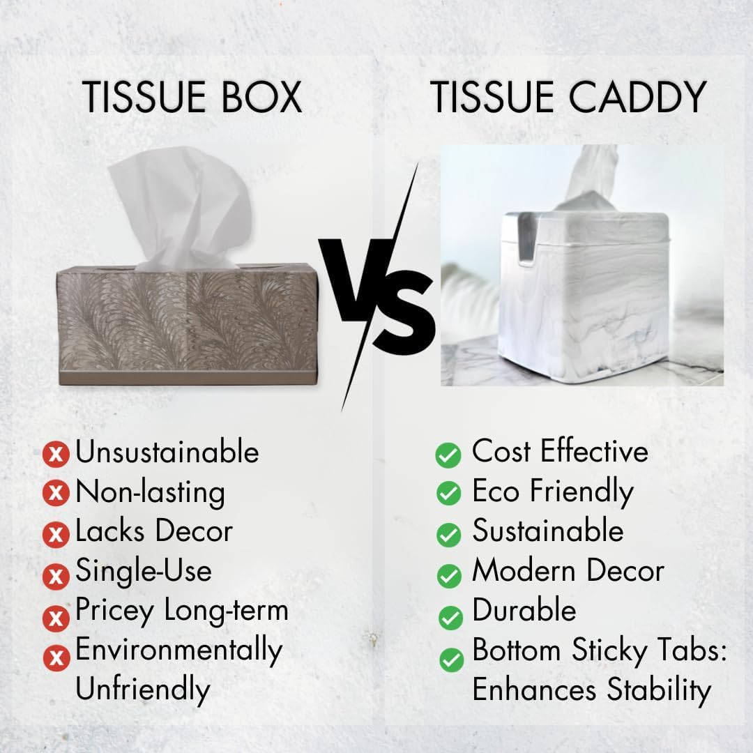Tissuecaddy Life Hack Toilet Paper Dispenser - Money Saver Alternative to Tissue Box and Tissue Box Holder | Home, Bathroom, and More - White Marble