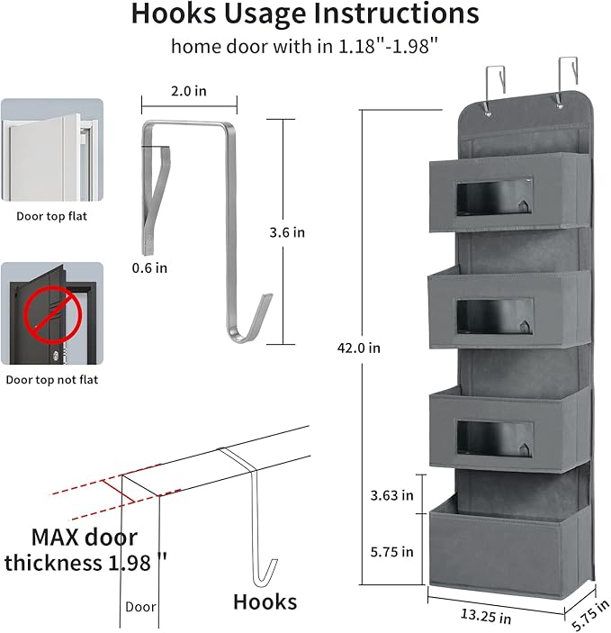 MAX Houser 4-Shelf Over The Door Hanging Organizer