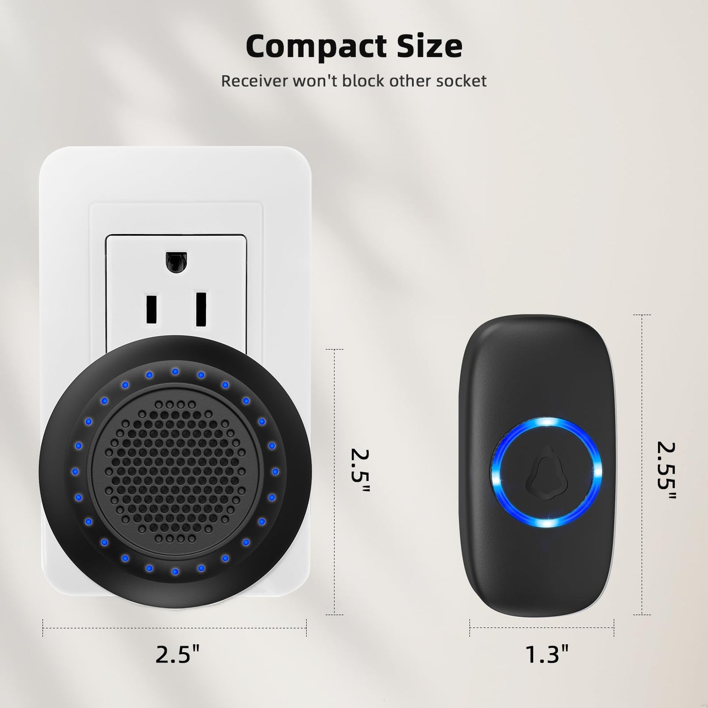 Wireless Doorbell • PHYSEN • Doorbell Chime Kits with 1 Transmitter 1 Receiver • Waterproof • Operating at 1000ft Range • 32 Ringtones • 4 Volume Levels • LED Flash • Door Bell for Home Classroom