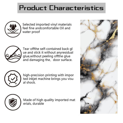 arricraft 2 Pcs Self-Adhesive Door Stickers, 31.5"x78.7" Marble Texture Pattern Door Murals Stickers PVC Removable Wallpaper Decoration for Bedrooms Living Room