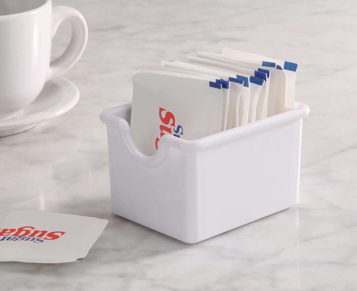 New Star Foodservice Restaurant Grade Plastic Sugar Packet Holder, White, Set of 12