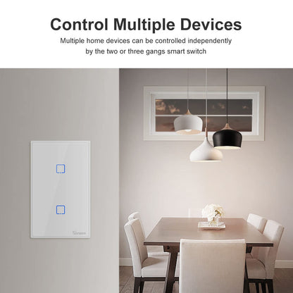 SONOFF Smart Light Switch, 2.4GHz WiFi Touch Smart Wall Switch for Lights, Works with Alexa and Google Home, Neutral Wire Required Interruptor Inteligente, 1 Gang 1 Way TX T2