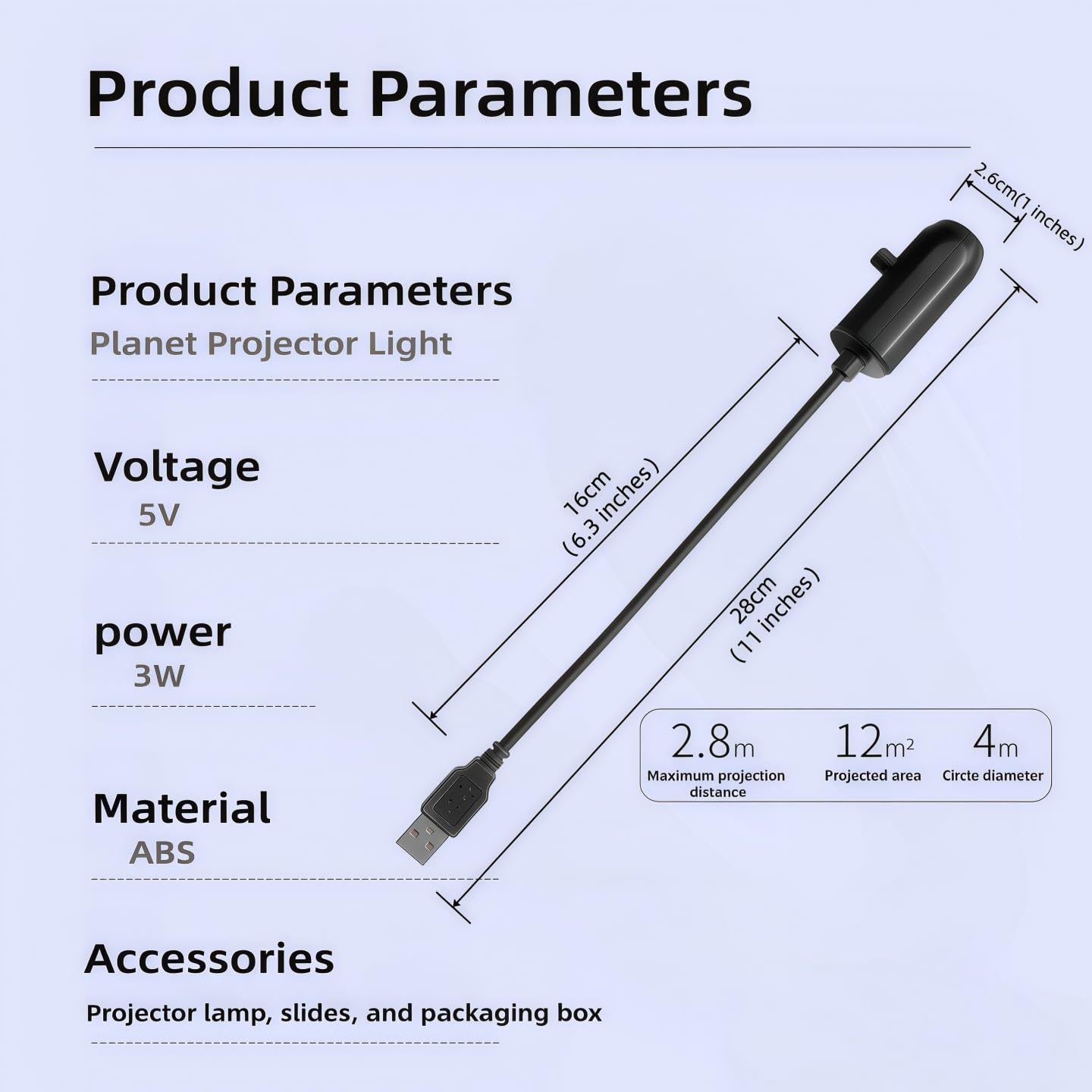 Christmas Ambience Projector Light with 10 Festive Pattern Lenses, LED Holiday Night Light Display, USB Powered Indoor Decoration for Home and Party