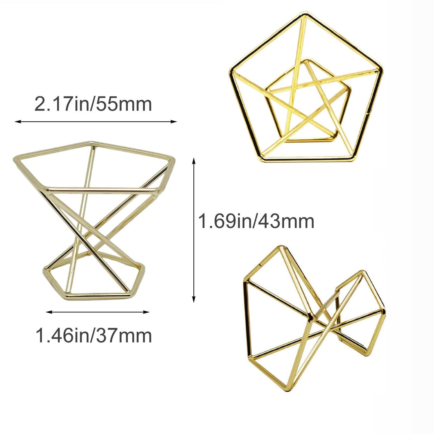 20 PCS Air Plants Holders Unique Geometric Metal Plant Stands Airplants Container Live Air Fern Display Racks Small Decor Items for Shelf (Gold)