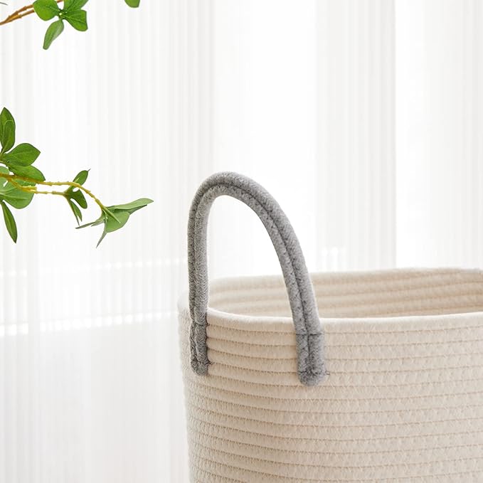 VIPOSCO Large Laundry Hamper, Tall Woven Rope Storage Basket
