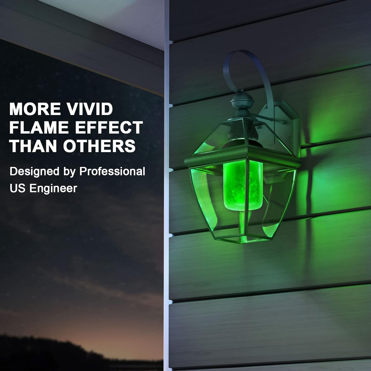 Hompavo 【Upgraded LED Flame Light Bulbs, Green Flickering Light Bulbs with Upside Down Effect, E26 Flame Bulb for Home Halloween St. Patrick's Day Christmas Decorations Indoor & Outdoor, 4 Pack