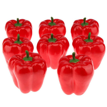 Gresorth 8pcs Artificial Big Bell Red Pepper Decoration Fake Vegetable Home Kitchen Cabinet Model
