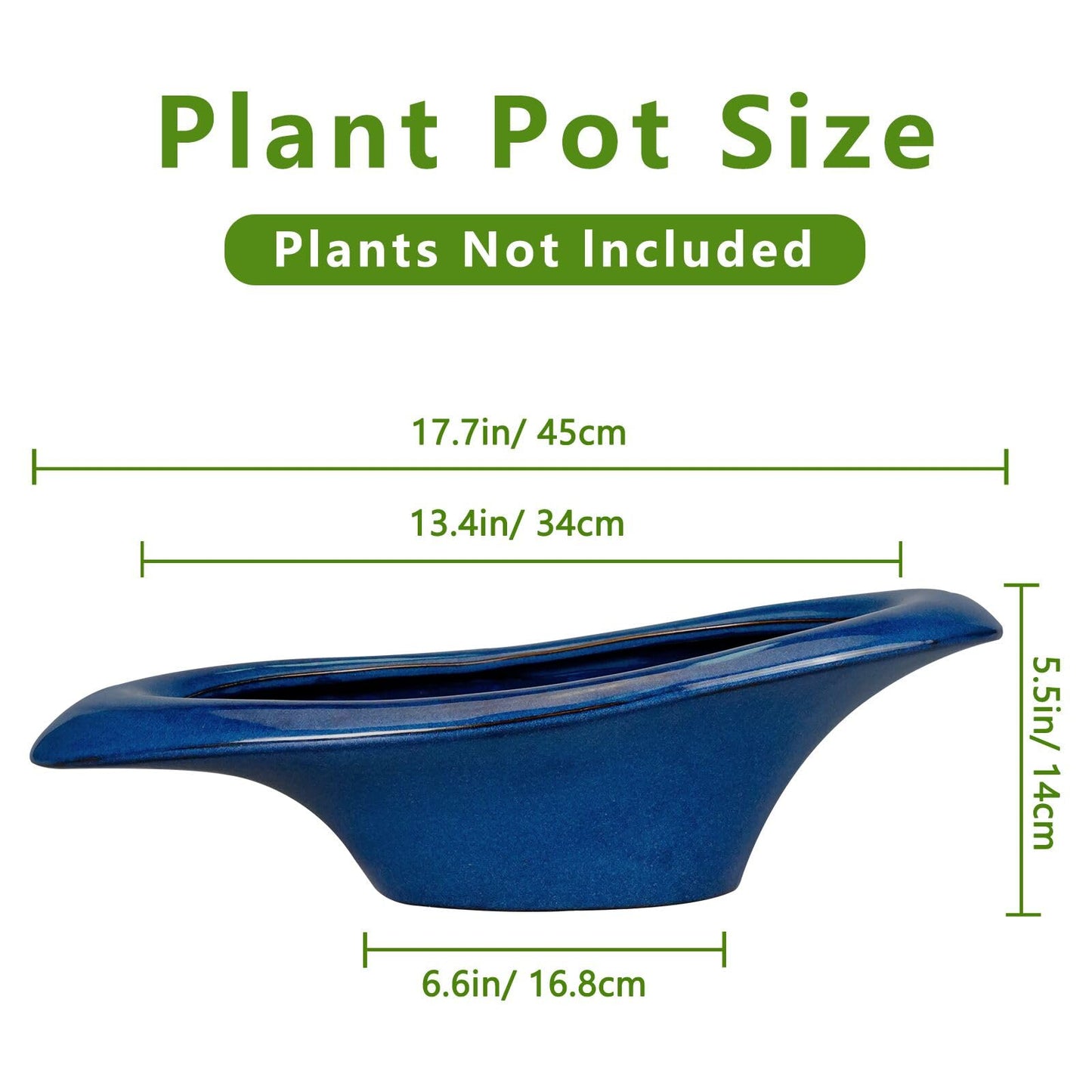 Teagas Bonsai Tree Pot 18 Inch - Ceramic Succulent Pots Large Bonsai Planter for Indoor Outdoor Plants Decorative Plant Pot with Drainage Hole Flower Pot for Home Garden Room Decor Blue