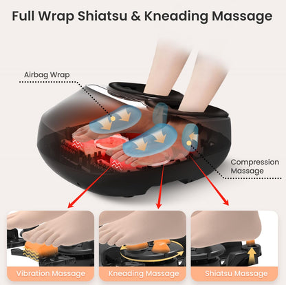 COMFIER Foot Massager with Heat,Kneading,Vibration,Compression,Pause Function,Shiatsu feet Massager for Plantar Fasciitis Neuropathy, Gifts for Him/Her,Remote Control,Size 13