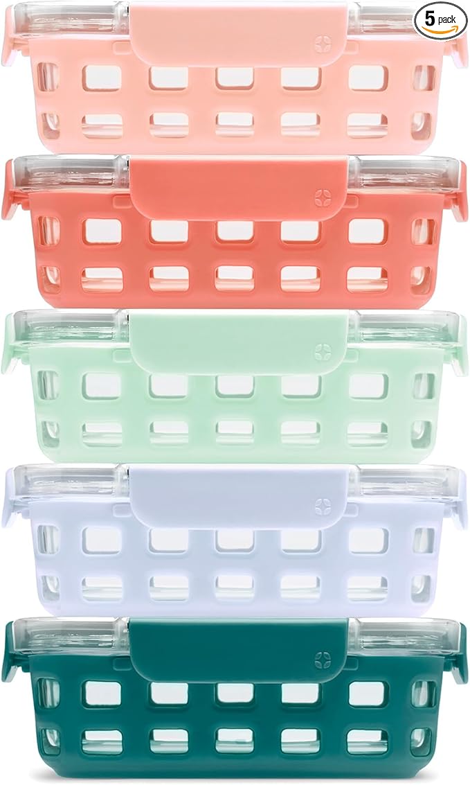 Ello Duraglass 3.4 Cup Meal Prep Sets 10Pc, 5 Pack Set- Glass Food Storage