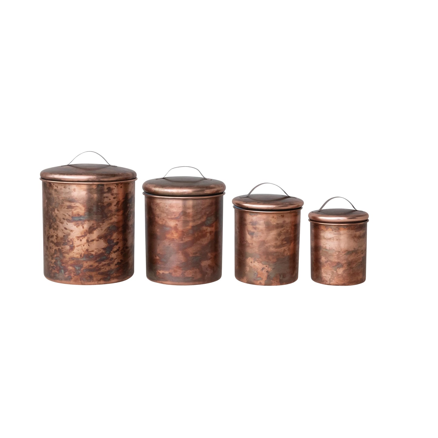Creative Co-Op 4-Piece Oxidized Stainless Steel Canister Set, Copper-Finished