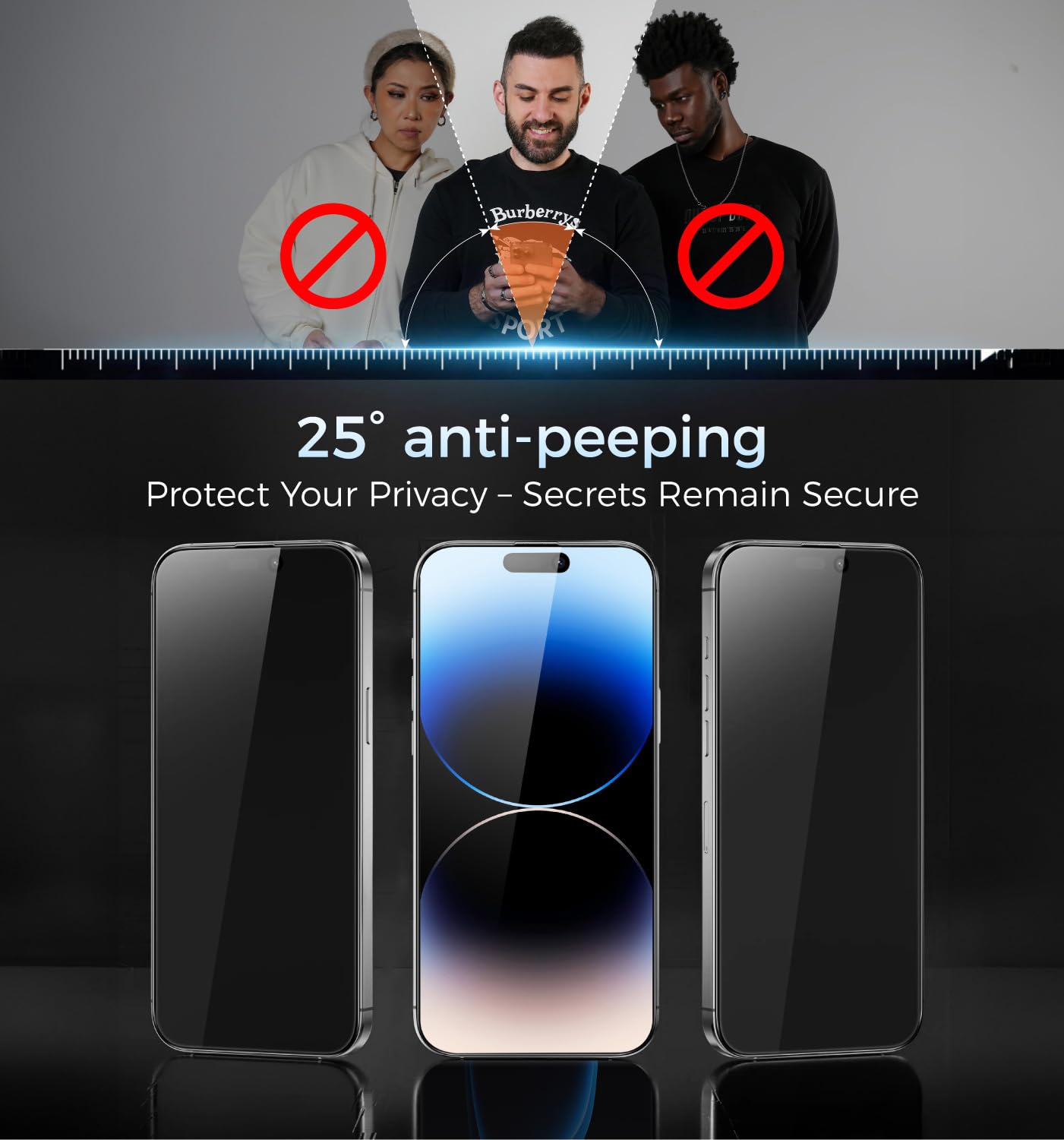 MAGIC JOHN 3rd Gen Upgraded for iPhone 16ProMax Privacy Screen Protector 6.9 Inch,25°Anti-Spy Screen,Shockproof Tempered Glass,Auto Dust-Removal,Bubble Free,Easy Installation,2 Pack
