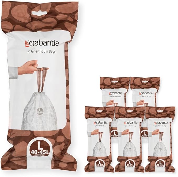 Brabantia PerfectFit Trash Bags Thick Plastic Trash Can Liners