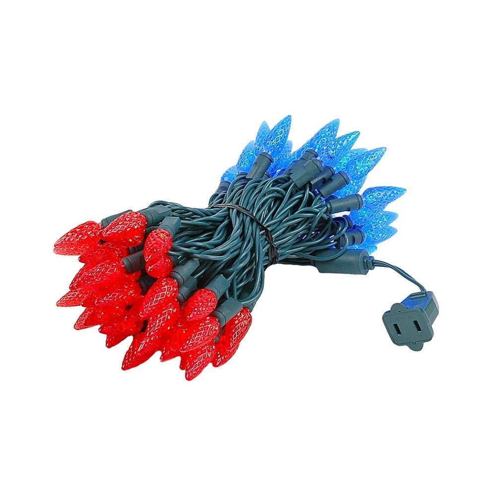 Novelty Lights 24FT 70 LED C6 LED Christmas String Lights, Outdoor Christmas Tree Commercial Grade LED String Lights, Permanent Christmas Lights Outdoor Tree Decorations Outdoor (Red/Blue)