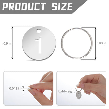 CenterZ Number Tags, Polished Stainless Steel 1 to 10 Numbered Key Tags with 10pcs Metal Split Ring (0.91 inch Diameter 0.04 inch Thick, Lightweight Hollow Numbers Round Keys ID Tag, Key Chain Labels)