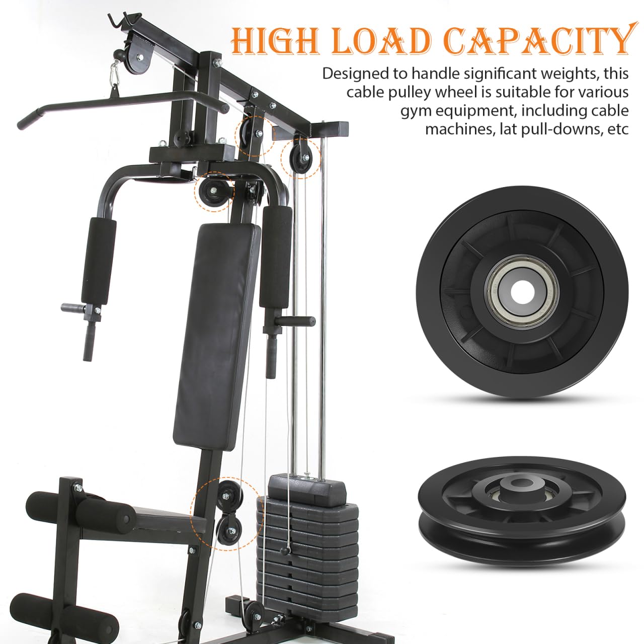 Mipcase 2 Pack Fitness Pulley Wheels 3.58 Inch Nylon Bearing Replacement for Gym Cable Pulley System Heavy Duty Smooth Exercise Equipment Parts