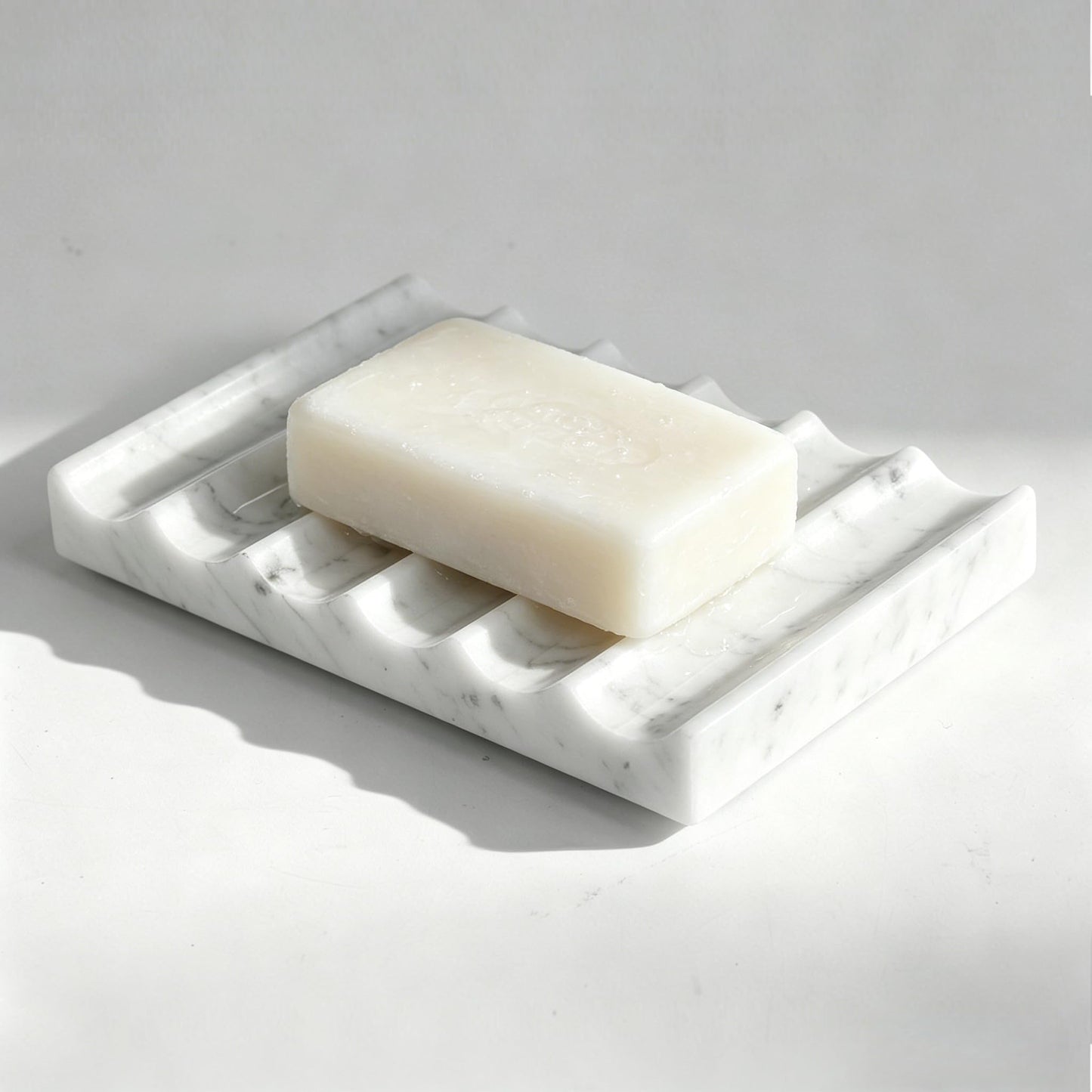Soap Holder, Luxury Marble Soap Dish for Shower, Bathroom Tray with Creative Wavy Design,Easy Cleaning Marble Tray for Kitchen Sink