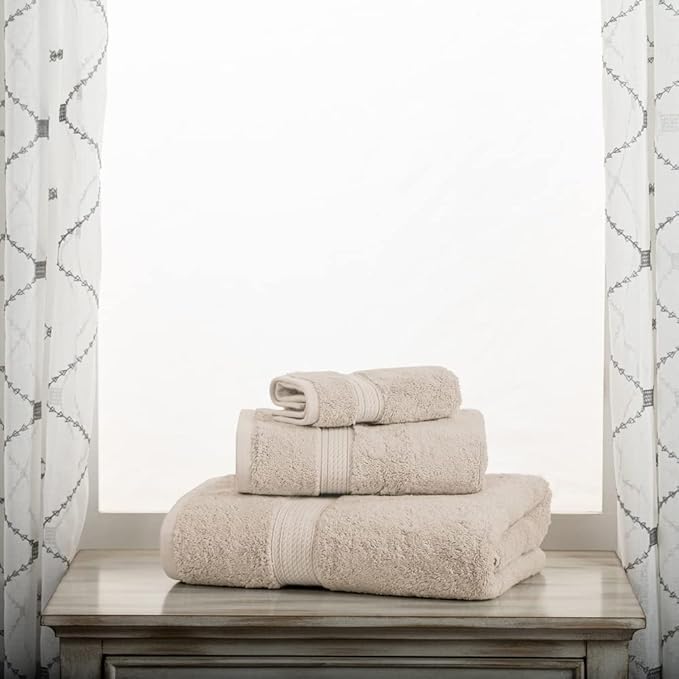 SUPERIOR Egyptian Cotton Pile 3 Piece Towel Set, Includes 1 Bath, 1 Hand