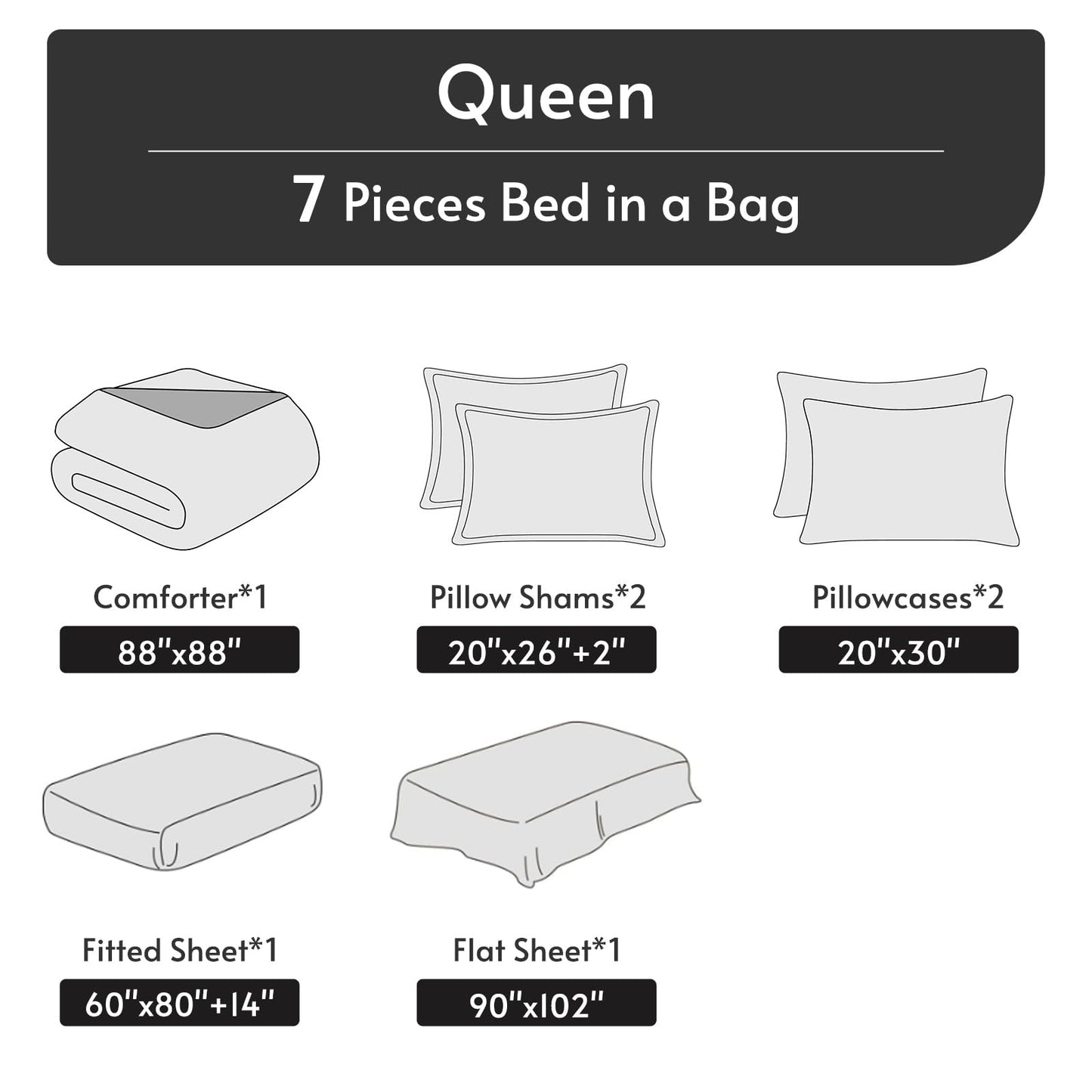 MUXHOMO 7 Pieces Queen Comforter Set, Reversible Bed in a Bag Queen Size, All Season Bedding Set with Comforter, Flat Sheet, Fitted Sheet, Pillowcases & Shams, Burnt Orange & Camel