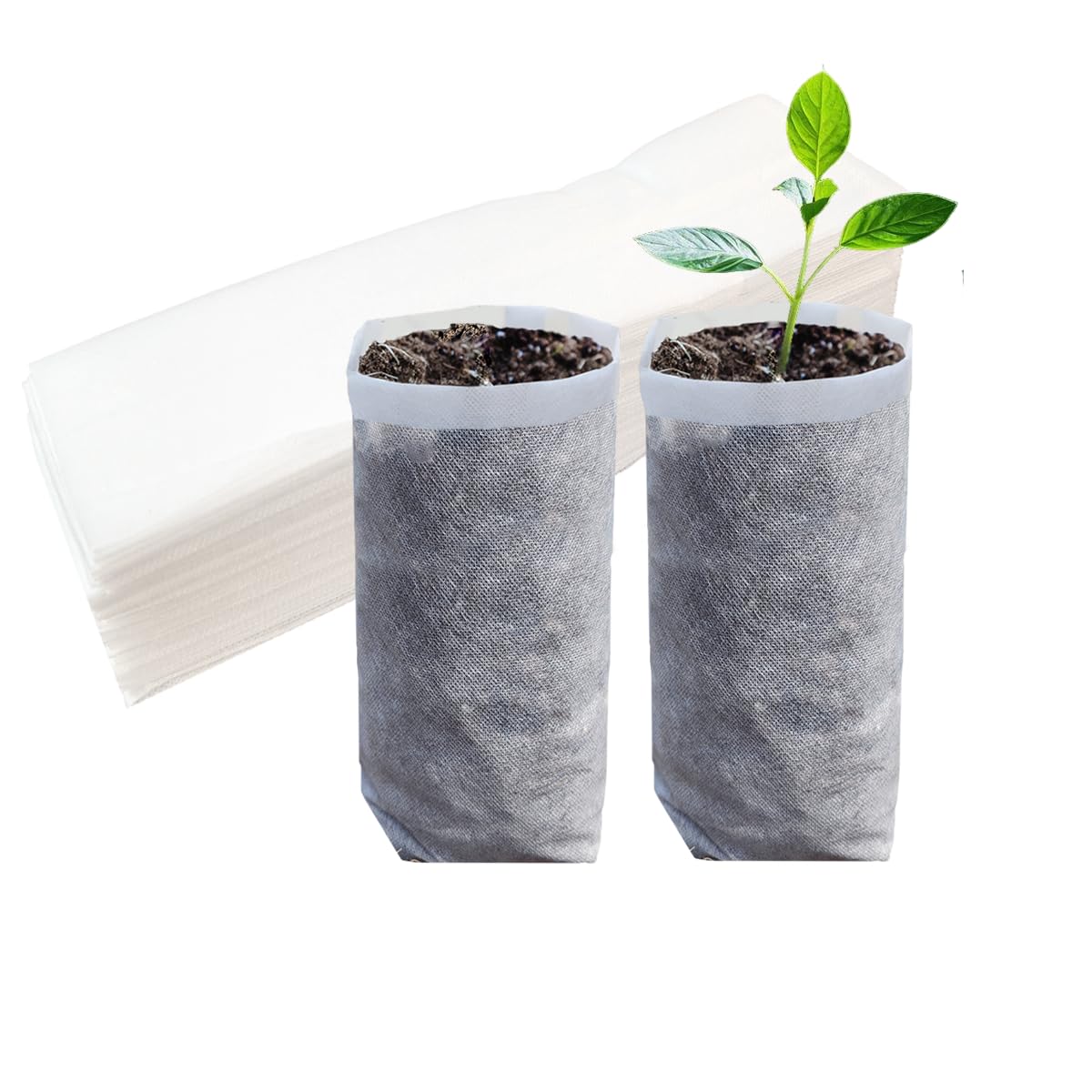 Belit 100 Pcs 10.2" H Deep Nursery Grow Bags, Non-Woven Plants Pots Container for Starting Rooted Plants Vegetable, Flower, Seedling Tree