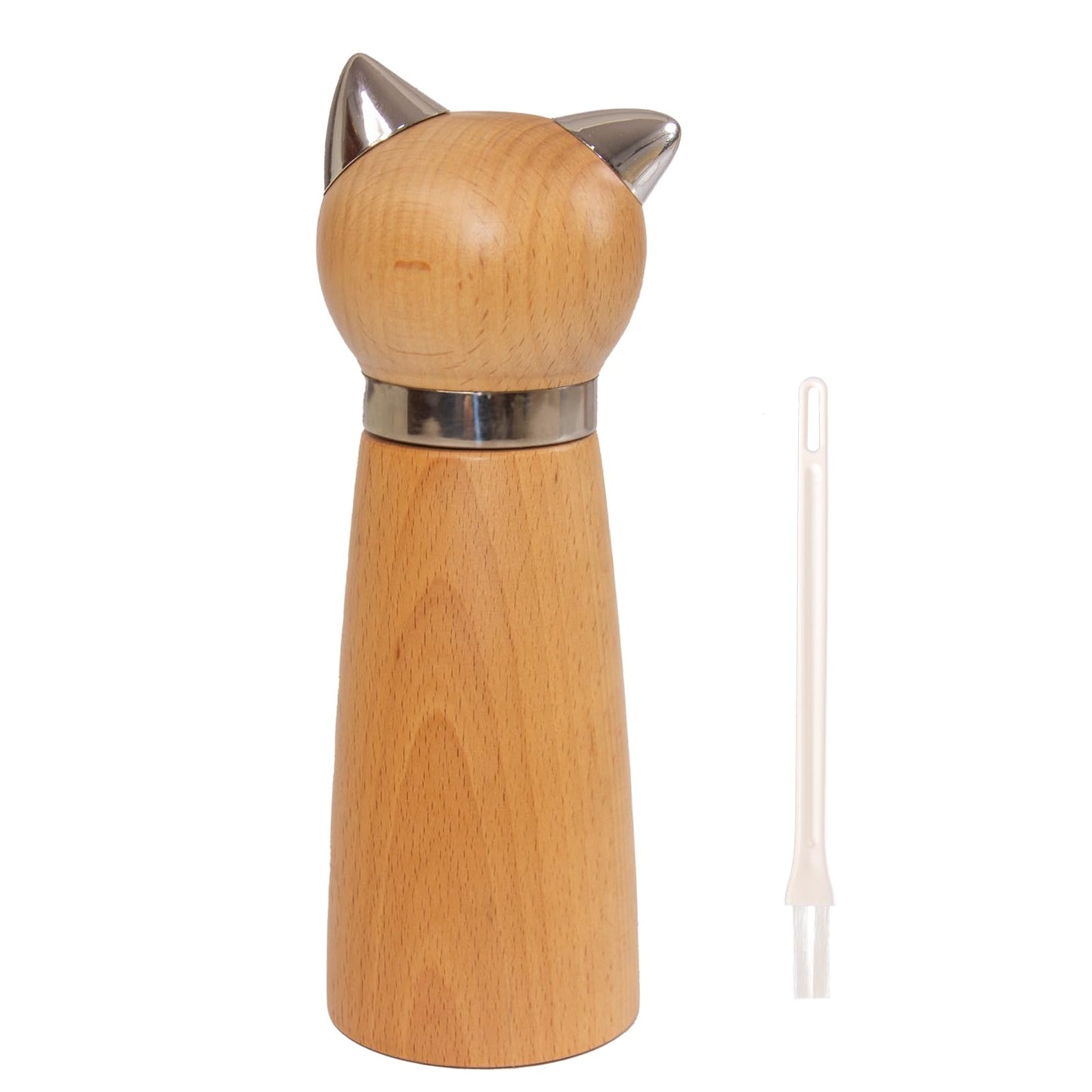 Hoivvy Manual Pepper Mill & Salt Grinder - Wood Adjustable Refillable Pepper Mill for Cat Lovers,Cute Kitchen Gift &Kitchen Counter Decor(7.6" Height)