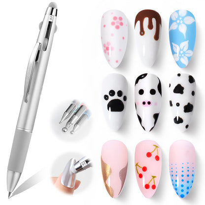 Beetles Nail Art Brushes 8pcs – Crystal Nail Art Tools 5pcs Double-headed Nails Dotting Tool, 3pcs Striping Liner Brushes for Nails with Pearls Bowknot Stickers, DIY Home Salon Manicure Design Tools