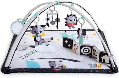 Tiny Love Black & White Gymini, 2-in-1 Musical Baby Play Mat, 0+ Months, Baby Play Gym, 18 Activities, Interactive Musical Toy, High Contrast Baby Book, Adjustable Arches, Magical Tales