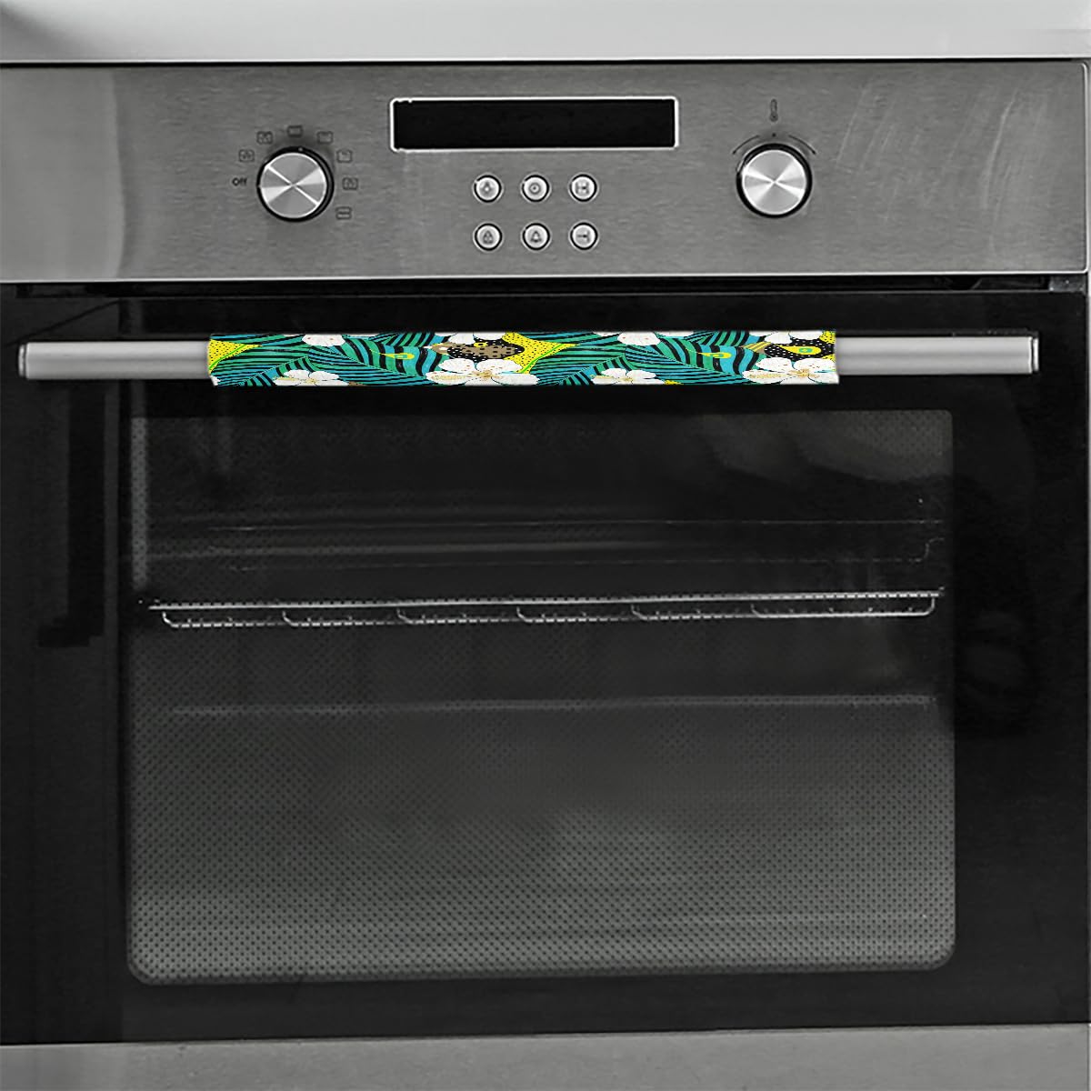 Pardick Refrigerator Door Handle Covers Set of 2, Tropical Flowerss Fridge Handle Cover Washable Fridge Dishwasher Oven Door Decor Protector Handle Cover, Keep Your Kitchen Appliance Clean